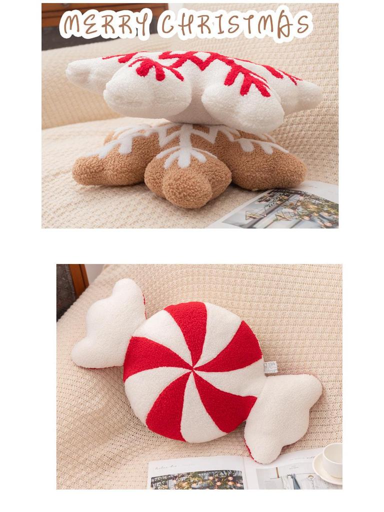 Grenzüberschreitende Weihnachts-Schneehaus-Girlande: Schneeflocken-Bonbon Plüschkissen - Festliche Dekoration & Geschenkkissen.