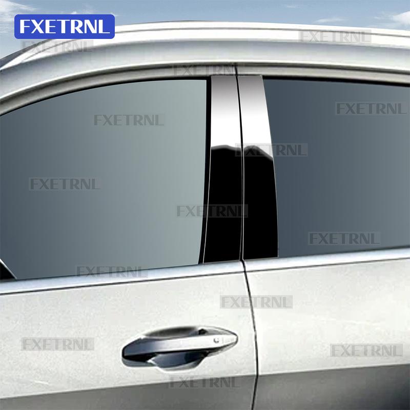 PC B Pillar Window Post Trim Sticker Glossy Black Carbon Fiber Texture For Kia Sportage 2026-2027 Universal LHD RHD Car