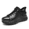 Men's Casual Low-Top Genuine Leather Sneakers - Thick Sole Dad Shoes, Spring/Autumn Fashion Platform Footwear