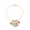 Metal Chain Enamel Floral Necklace Layered Charm Flower Pendant Necklace Ethnic Style Exaggerated Beads Clavicle Chain Gift