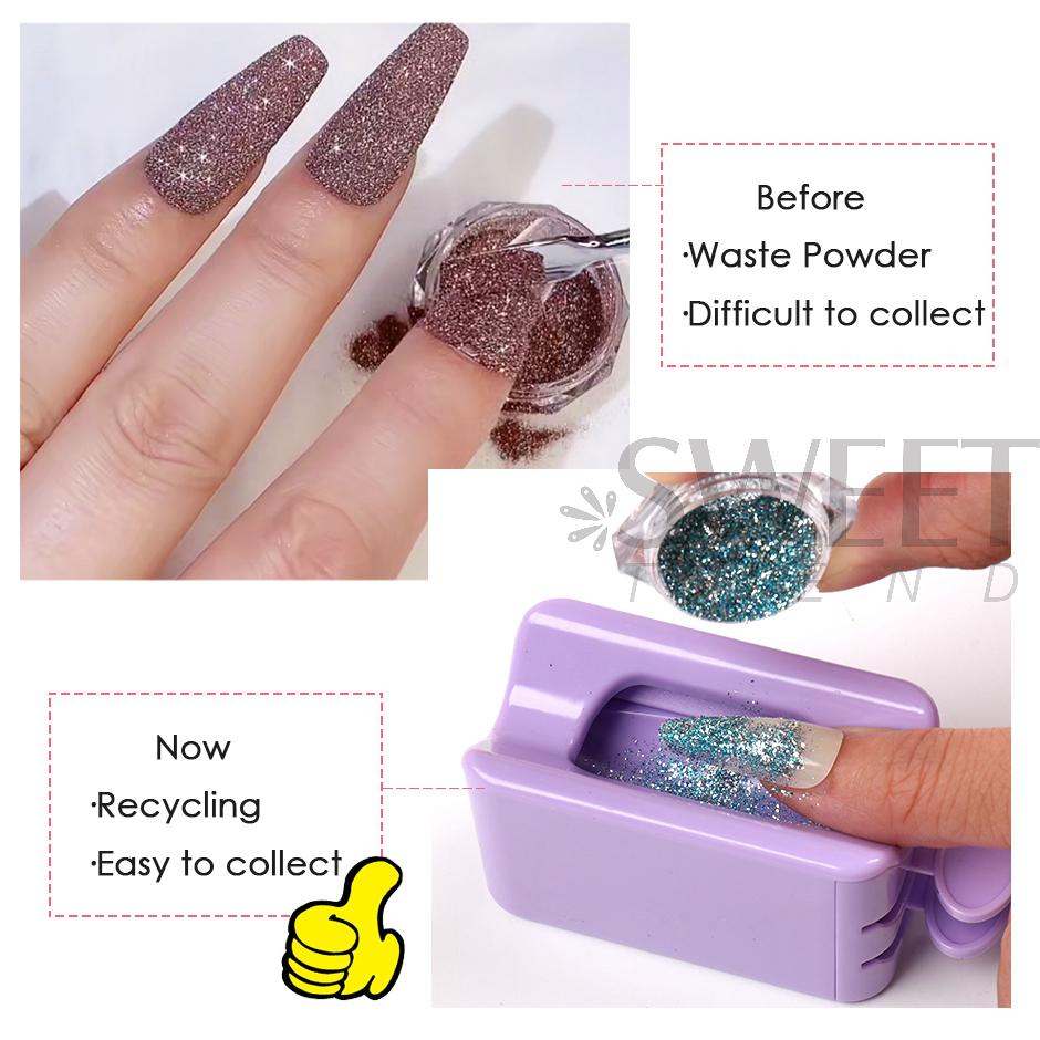 Doppelschichtige Pulver-Recycling-Aufbewahrungsbox für Nagelmaniküre-Werkzeug, Glitzer-Pailletten-Sammlung, tragbarer Behälter, DIY-Zubehörzubehör