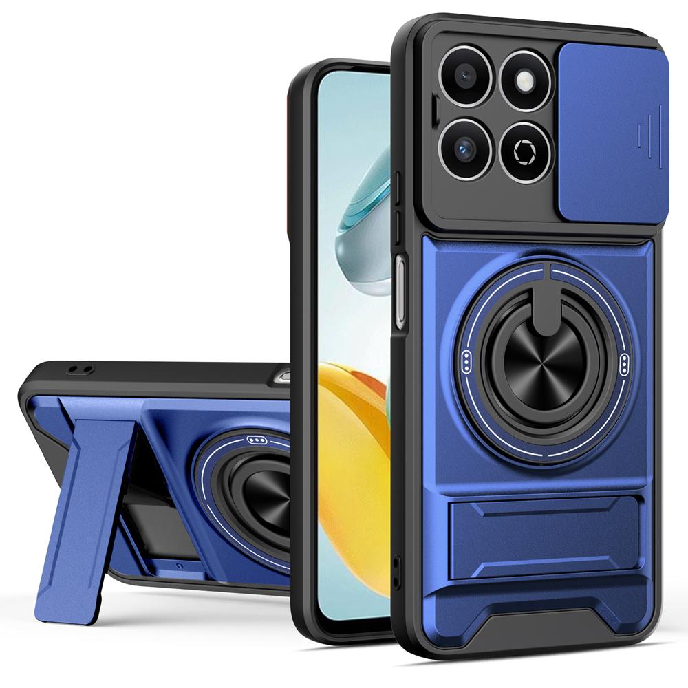KEYSION Magnetic Phone Case for HONOR X7d 4G 5G Slide Camera Protection Upright Kickstand Shockproof Cover for Honor 400 Smart 5G