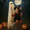 Halloween Hanging Swing Ghost Decor LED Adjustable Ghost Decorations Battery Powered Lighted Swing Pendant for Porch Yard Trees