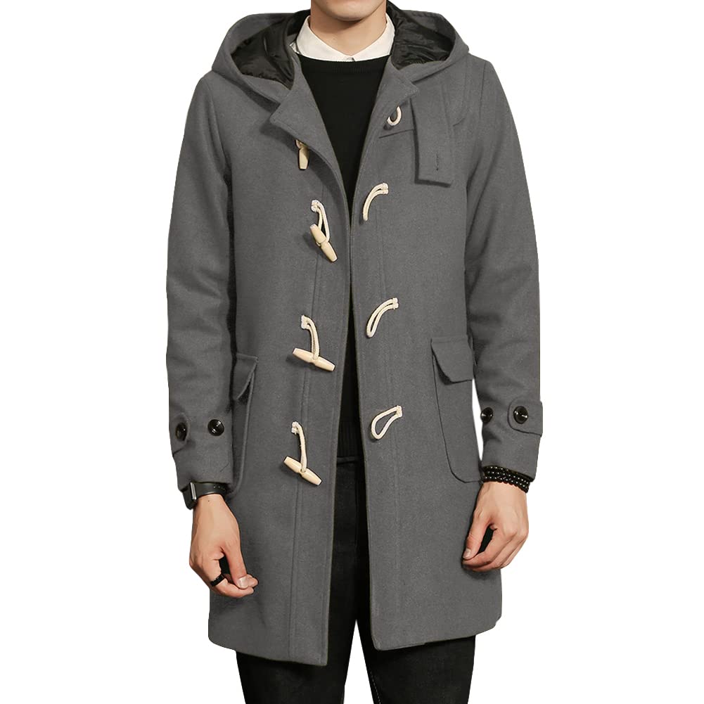 

FOMANSH Длинное пальто-дафлкот с капюшоном и для холодной погоды и больших размеров, мужская шапка, ветрозащитное, 2XL серый