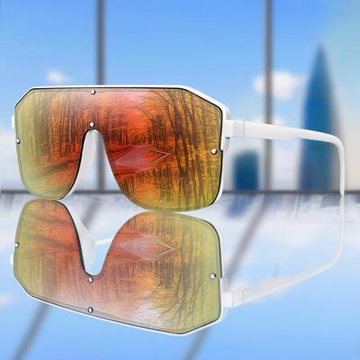 Occhiali da Sole Quadrati alla Moda con Montatura Grande Uomo Donna Ciclismo Antivento Protezione UV Occhiali Sport Outdoor Guida Viaggio Occhiali
