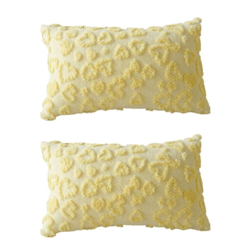 

2pcs Comfortable Short Fleece Pillow instances With 3D Heart Pattern For Sitting Area And Bed жёлтый