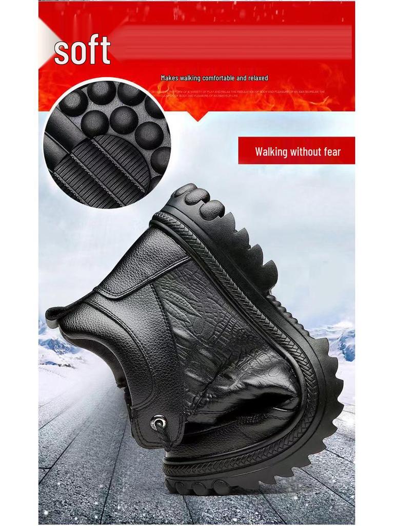 Herren Krokodilmuster High-Top Schneestiefel - Samtgefüttert, Warm, Verdickt Herbst/Winter Businessschuhe