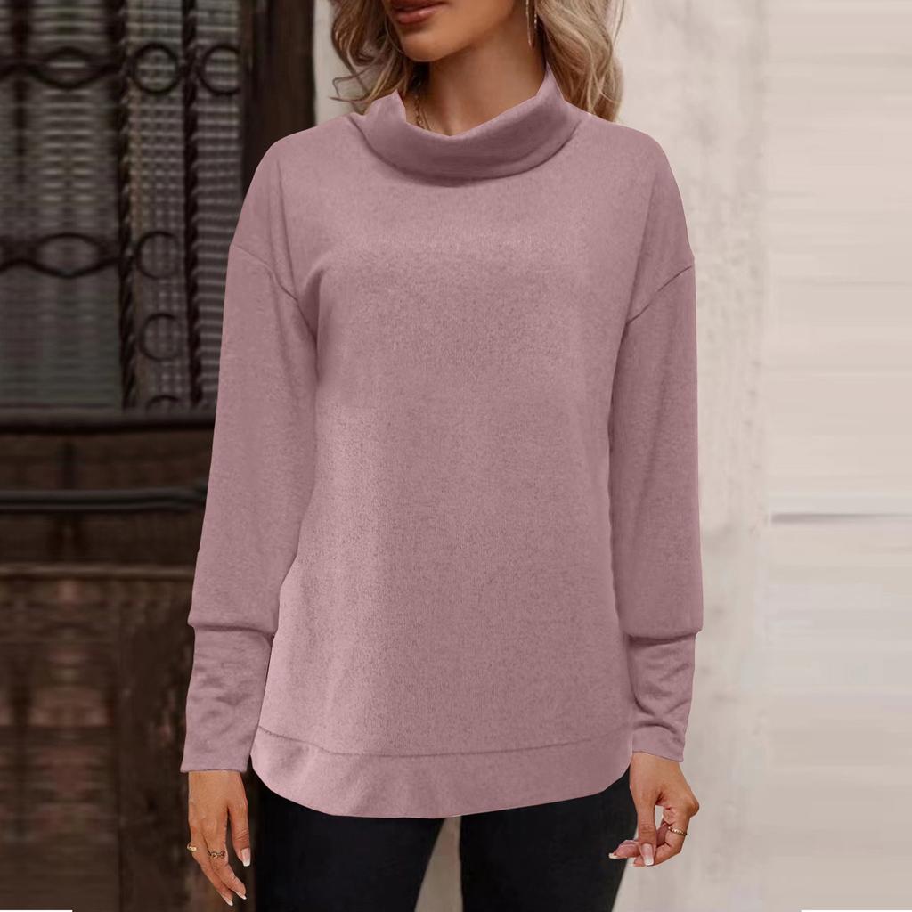 Women's Solid Color Fashion Casual Turtleneck Sweater French Cashmere Ground Sweater Top