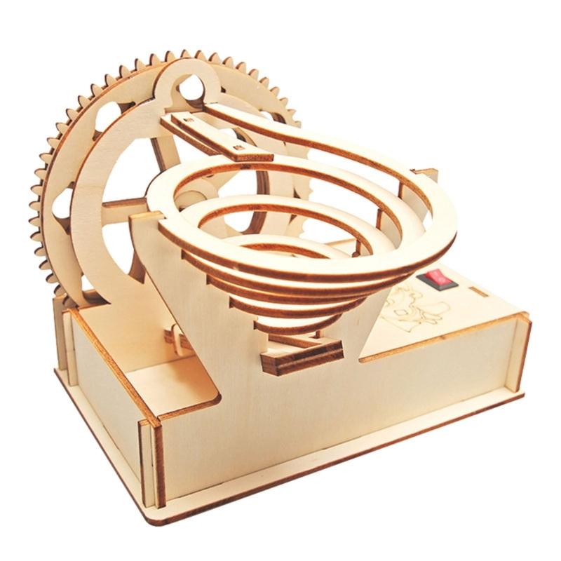 Assembly Wooden Mechanical Marble Track Gear Model Physics Teaching Tool for Homeschooling Classroom Science Education