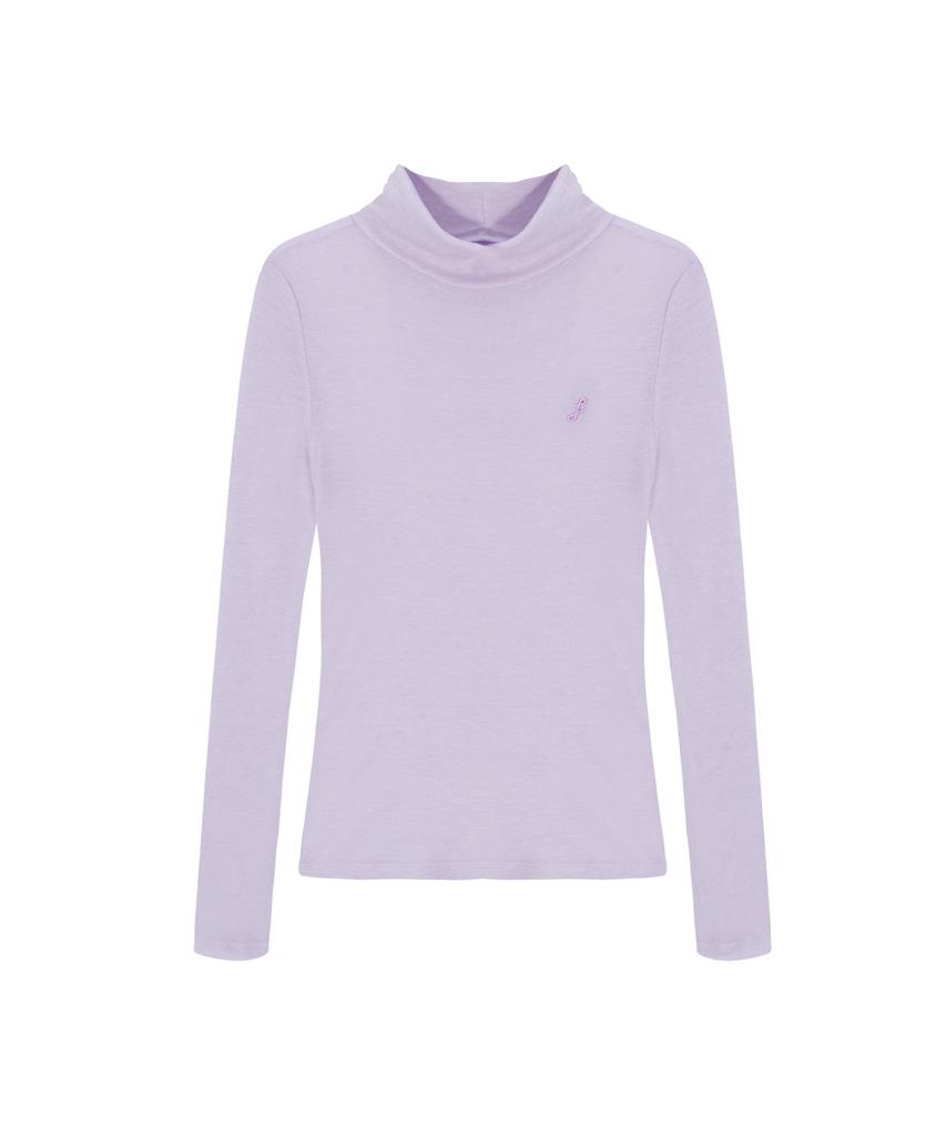 LEI AVERY Wool Tencel Turtleneck T-Shirt (Purple)