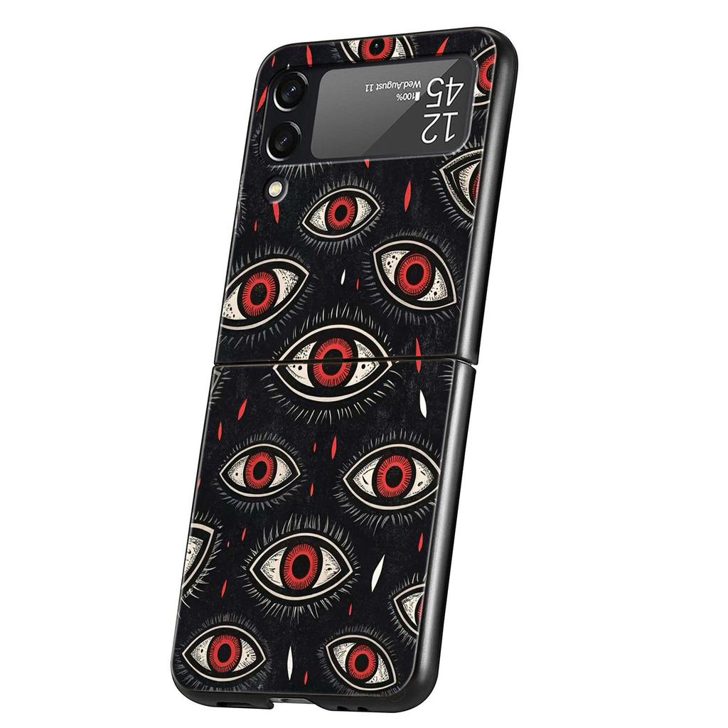 Spooky Scary Red Eye Hard PC Phone Case For Samsung Galaxy Z Flip 7 6 5 4 Black Cover For Galaxy Z Flip 3 Foldable Shell Fundas