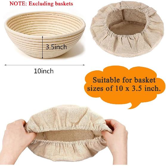 6 Packs Round Bread Proofing Basket Cloth Liner Rattan Baking Dough Basket Cover Natural Rattan Banneton Proofing Cloth(10 Inch)