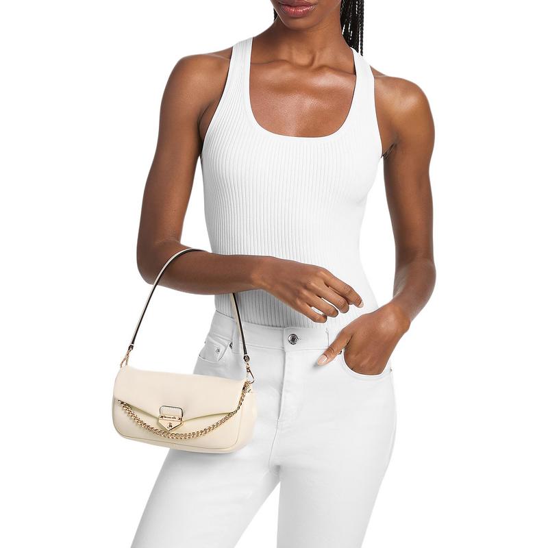 MICHAEL KORS Soho Logo Convertible Crossbody Bag PU Tote Small Women's White