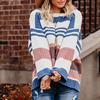 Women's Long Sleeve  Striped Color Block Casual Loose Knitted Pullover