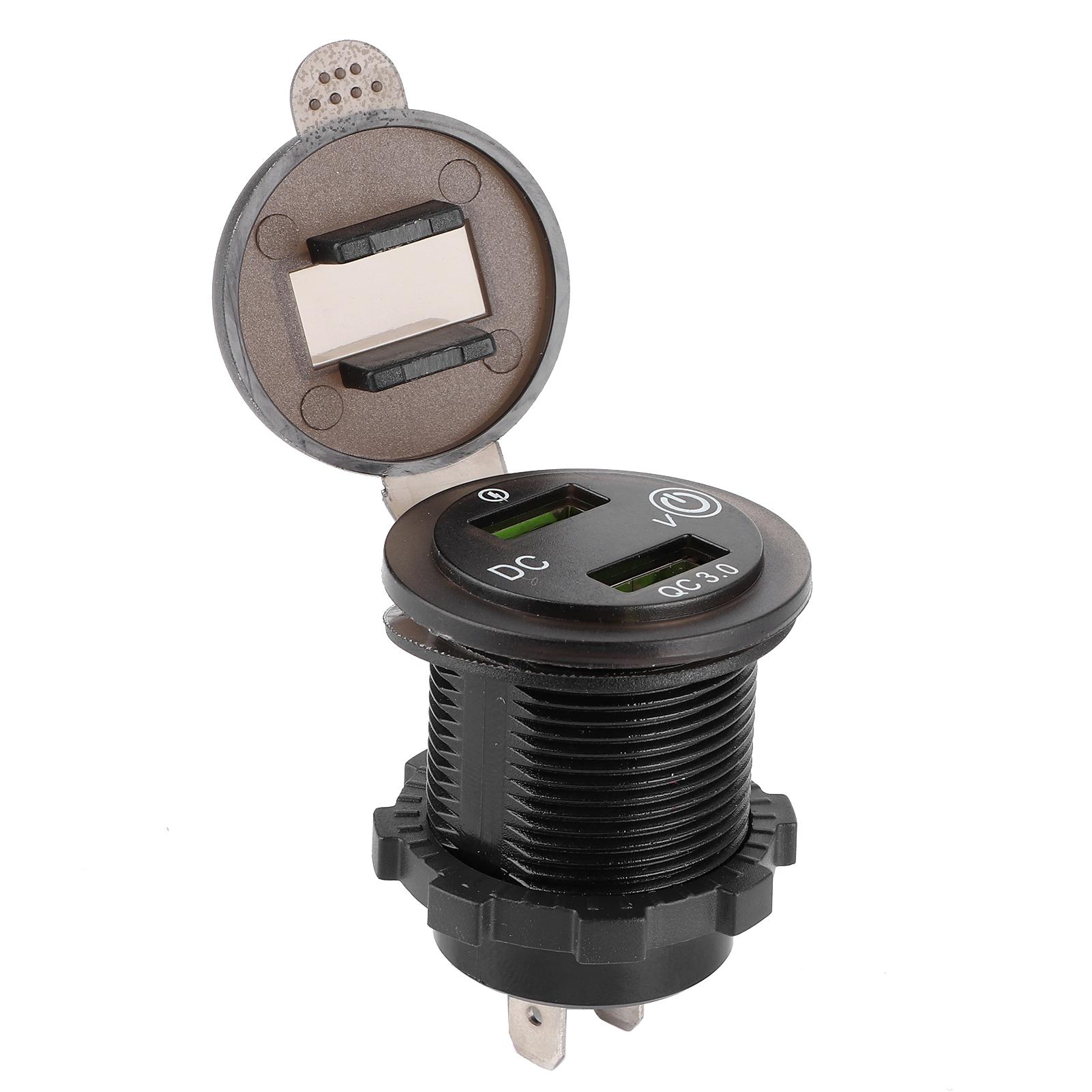 

Dual USB Port Charger QC 3.0 Fast Charging Waterproof with LED Voltmeter for Car Boat Yacht ATV RVRed LED Light красный