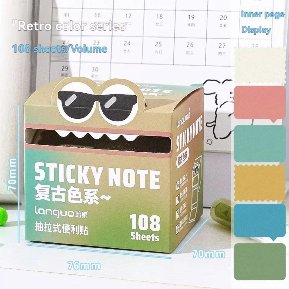 108 Sheets Cartoon Memo Pad Paper Dopamine Self-Adhesive Planner Schedule Stickers Pearlescent Transparent Pull Out Design