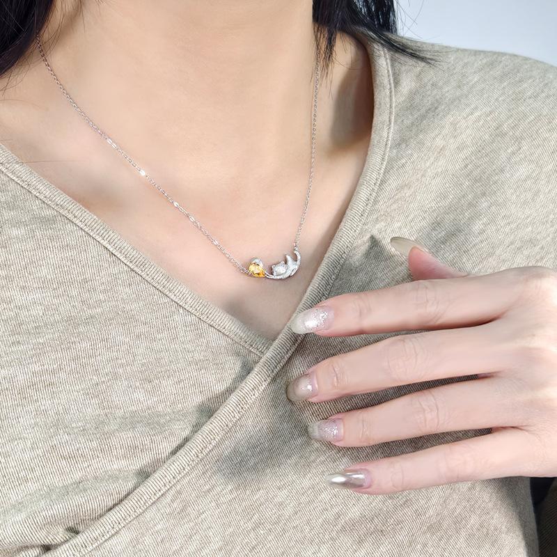 Fashion S925 Sterling Silver Necklace Light Luxury Design Thin Chain Women Jewelry Gift
