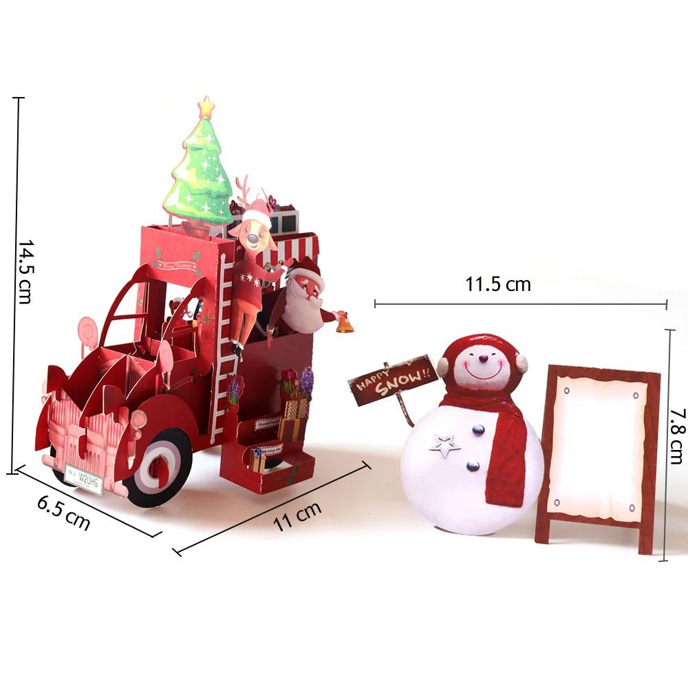 Merry Christmas Cards 3D Pop Up Christmas Tree Cards Christmas Decoration Winter Gift Laser Cut New Year Santa Greeting Cards