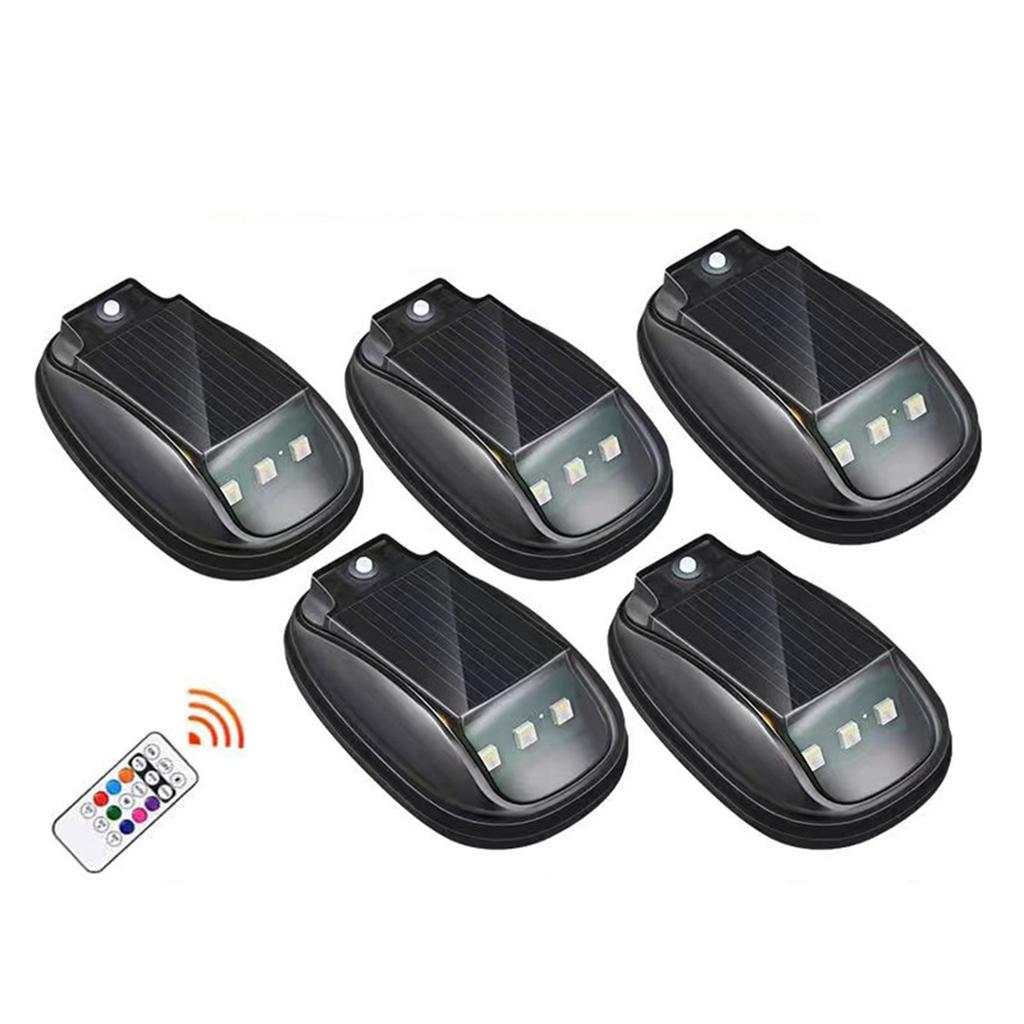 Solar-Power Car Roof Light with RC Punch-Free Wireless Flashing Lights RGB Solar Powered Strobe Pilot Light for Car Decor