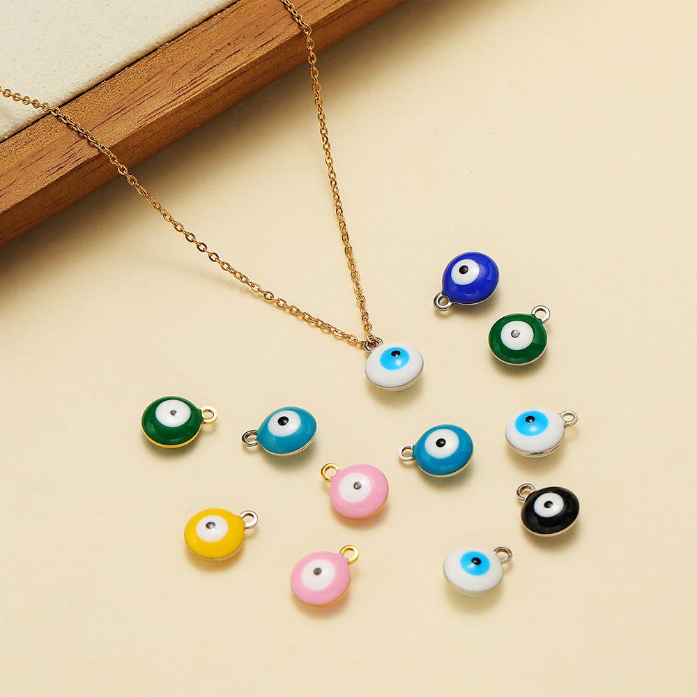 20pcs Stainless Steel 8mm Gold Color Eyes Beads Charms for DIY Necklaces Bracelets Findings Supplies Jewelry Earrings Making