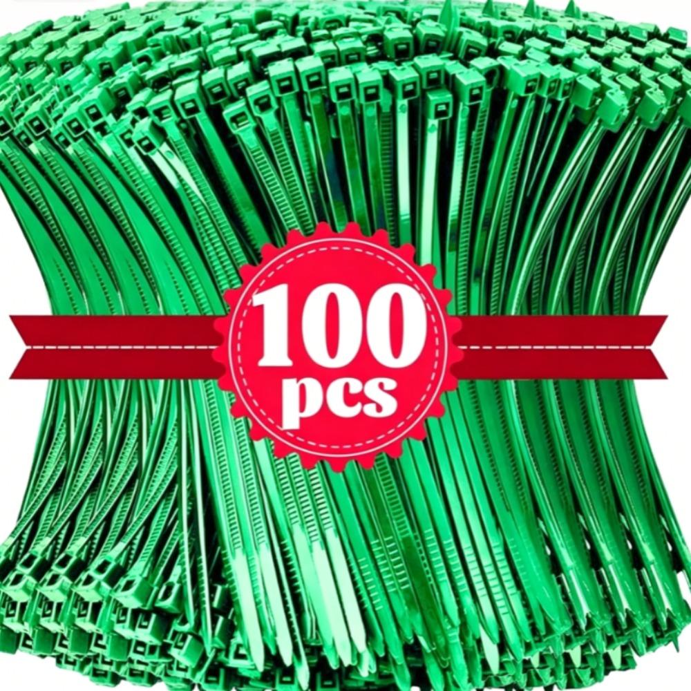 Green Nylon Cable Ties Self-Locking Cord Ties Wire Binding Wrap Straps for Plants Garden Fence Fixed Fastener Rings