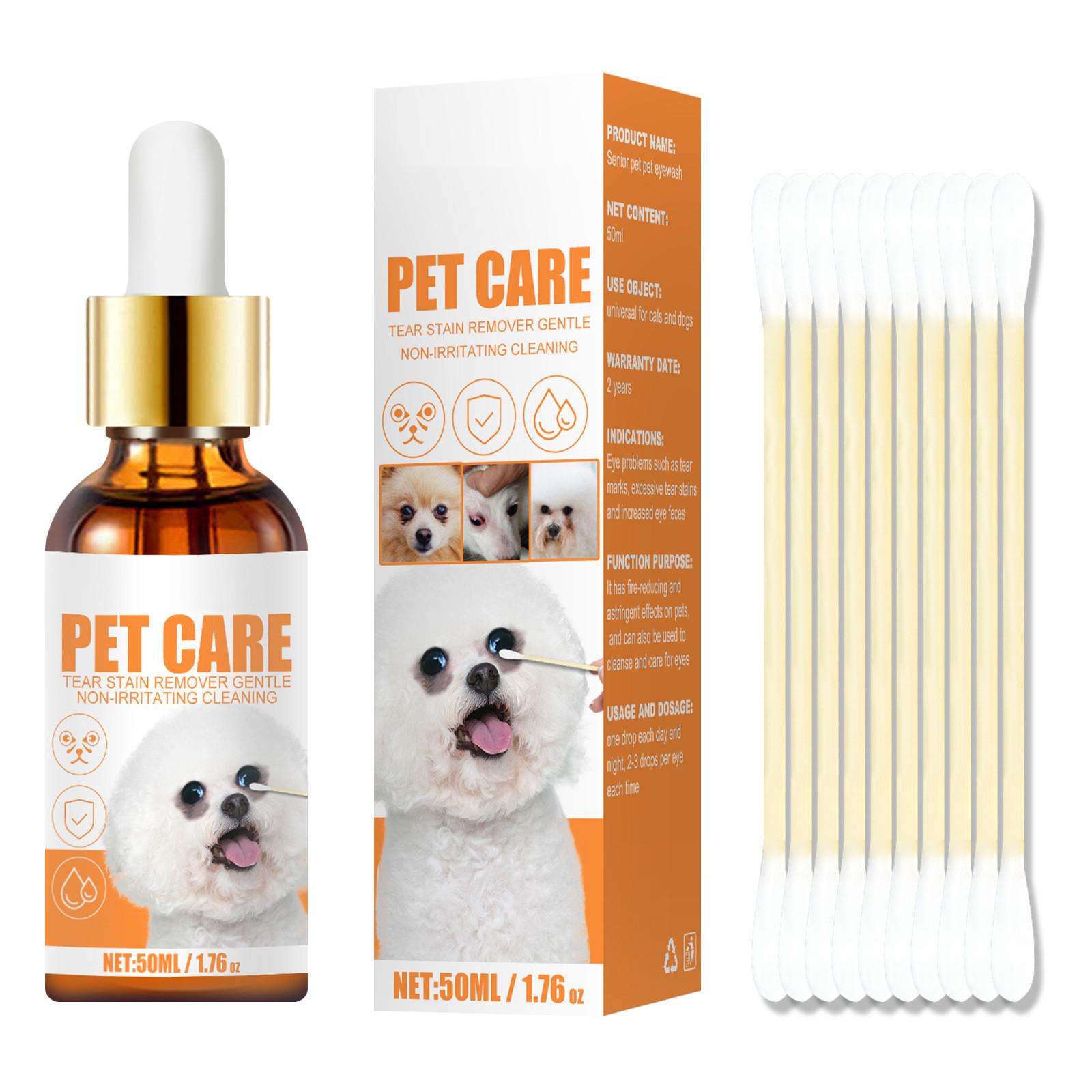 

Капли для глаз для питомцев Капли для чистки глаз для кошек собак Домашнее средство для промывания глаз для собак Слезоточивость для питомцев 50 мл One Size