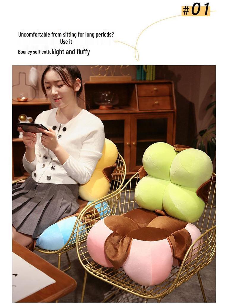 Winterserie Baumwoll-Überwurfkissen & Kissen-Set – Runder Futon, Rückenstütze & Sitzkissen