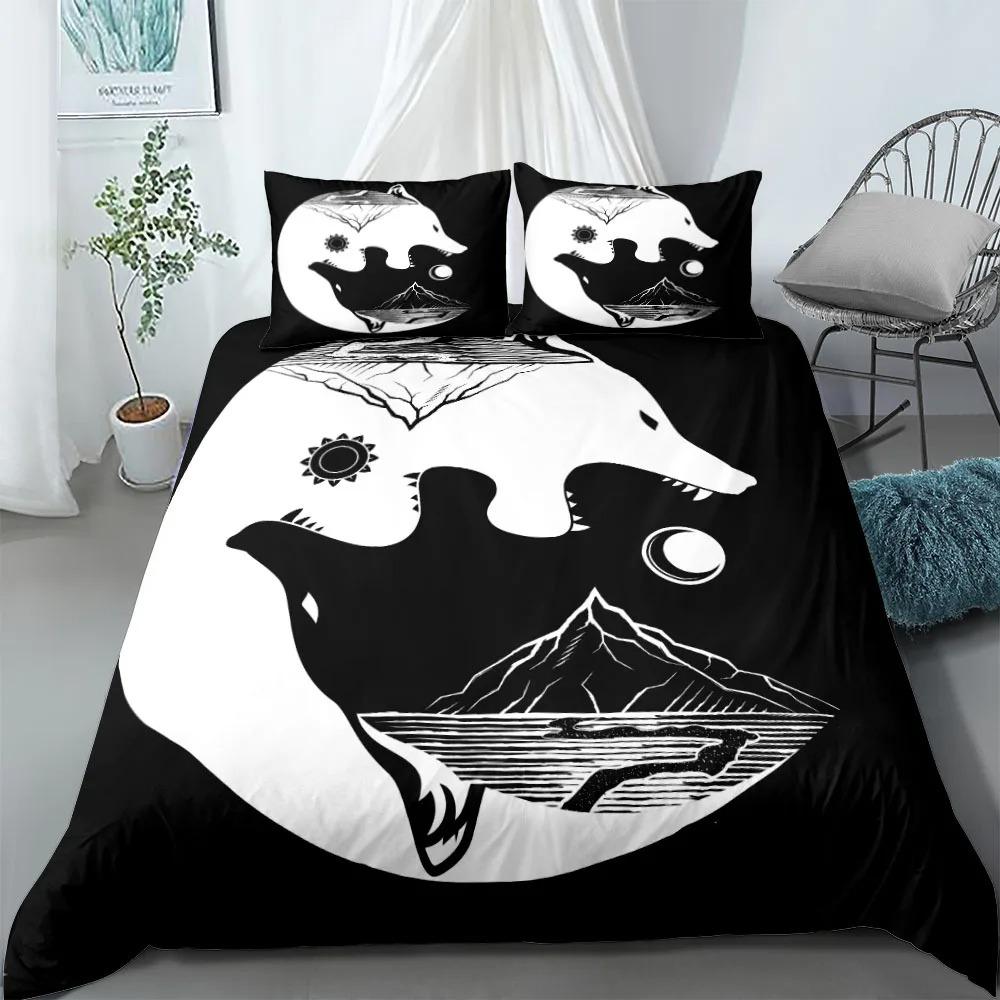 Vigvisir Viking Art Constellation Bedding Set Single Twin Full Queen King Size Polyester Aldult Kids Comforter Quilt Cover Set