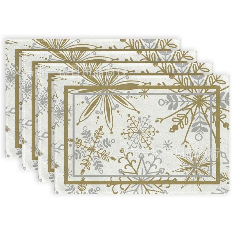2024 Christmas Linen Table Mats - Washable, Stain-Resistant, Heat-Resistant with Snowflake & Santa Designs