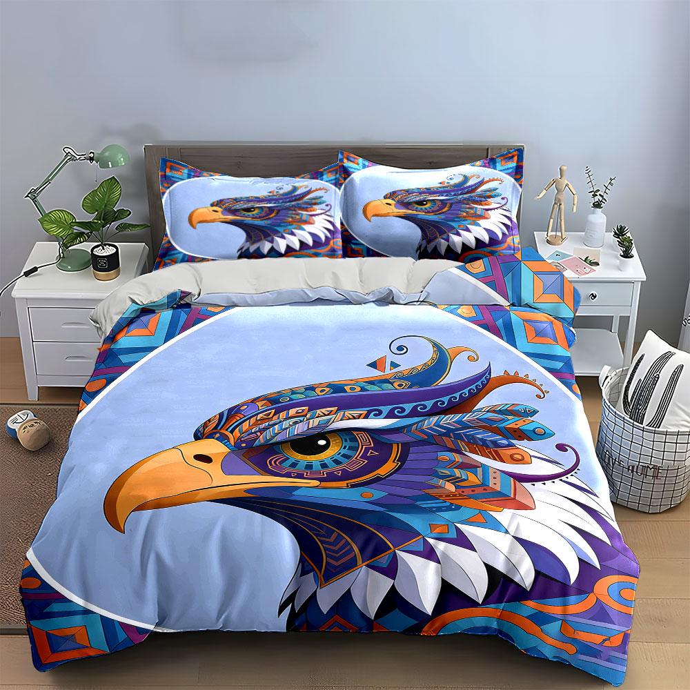 Colorful Eagle Art Decor Set Soft Comfortable Duvet Cover Bedding Set Included 1*Duvet Cover & 2*Pillowcases, Gift