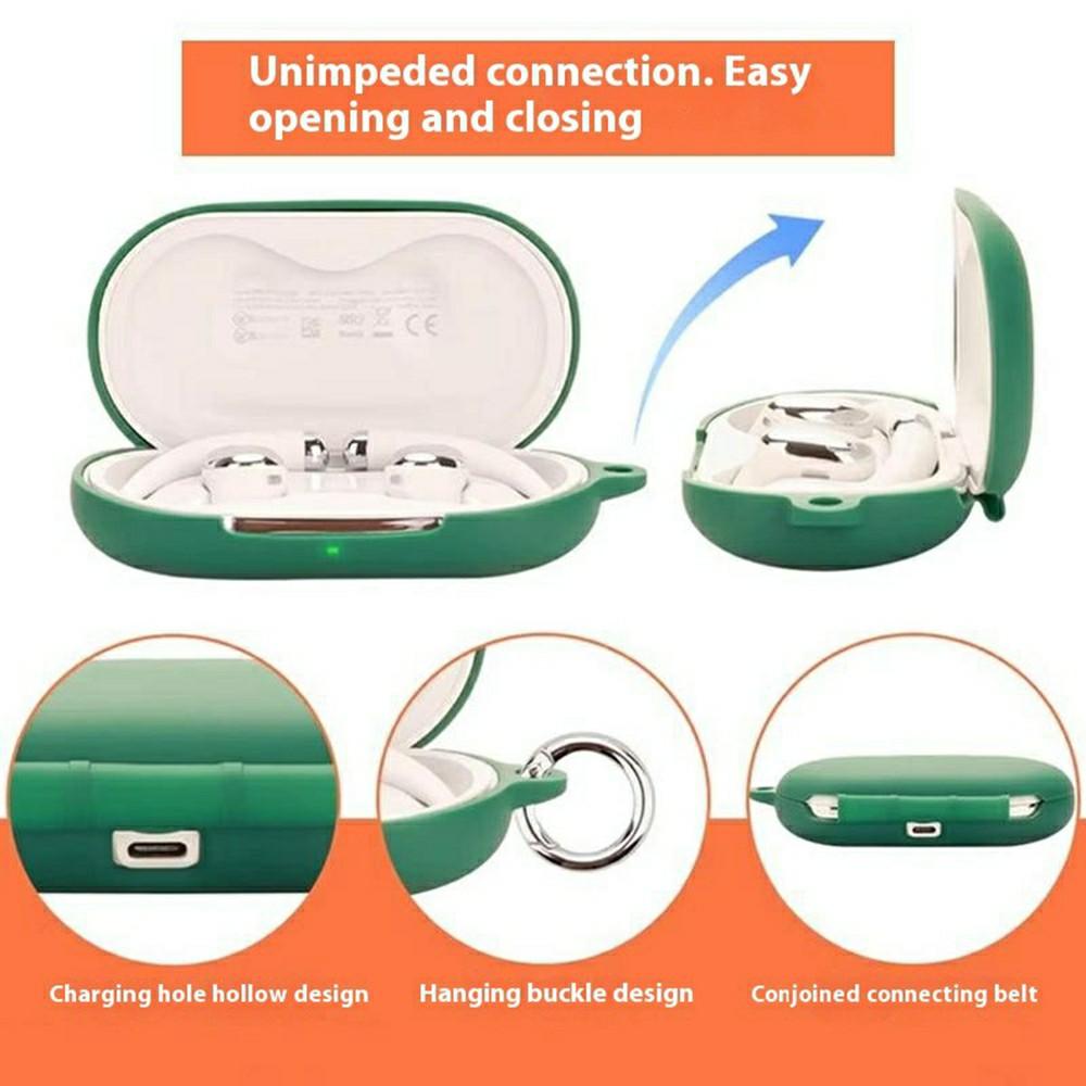 For QCY Crossky R70 Silicone Case Wireless Earphones Protective Cover with Anti-Lost Buckle