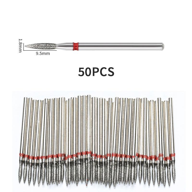 50PCS Diamond Nail Drill Bits Grinding Head Set For Manicure Pedicure Dead Skin Removal Nail Electric Milling Cutters