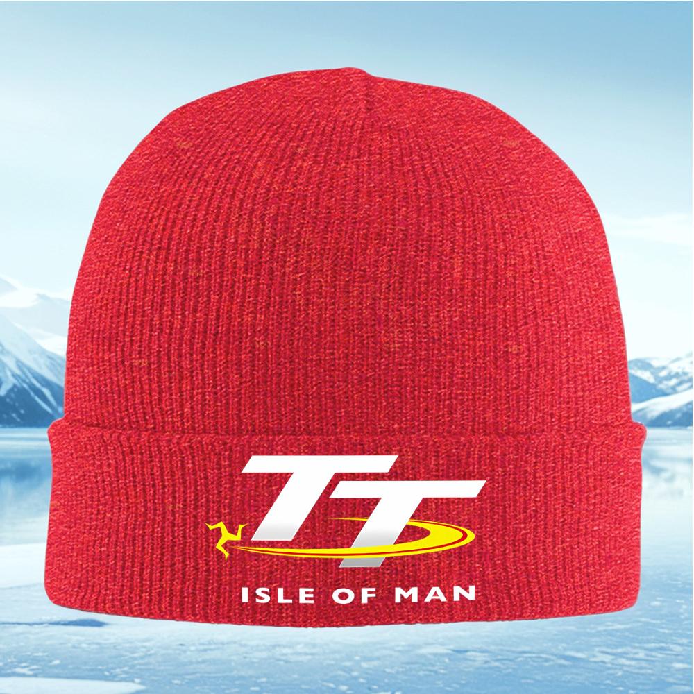 

TT Isle Man Racing Logo Men Women Unisex Knitted Hat Beanie Pullover Cap Winter Thermal Warm Christmas Outdoor Cycling Hiking Sk