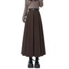 Elegant High-Waist Wool Pleated Midi Skirt for Women - Perfect for Autumn & Winter