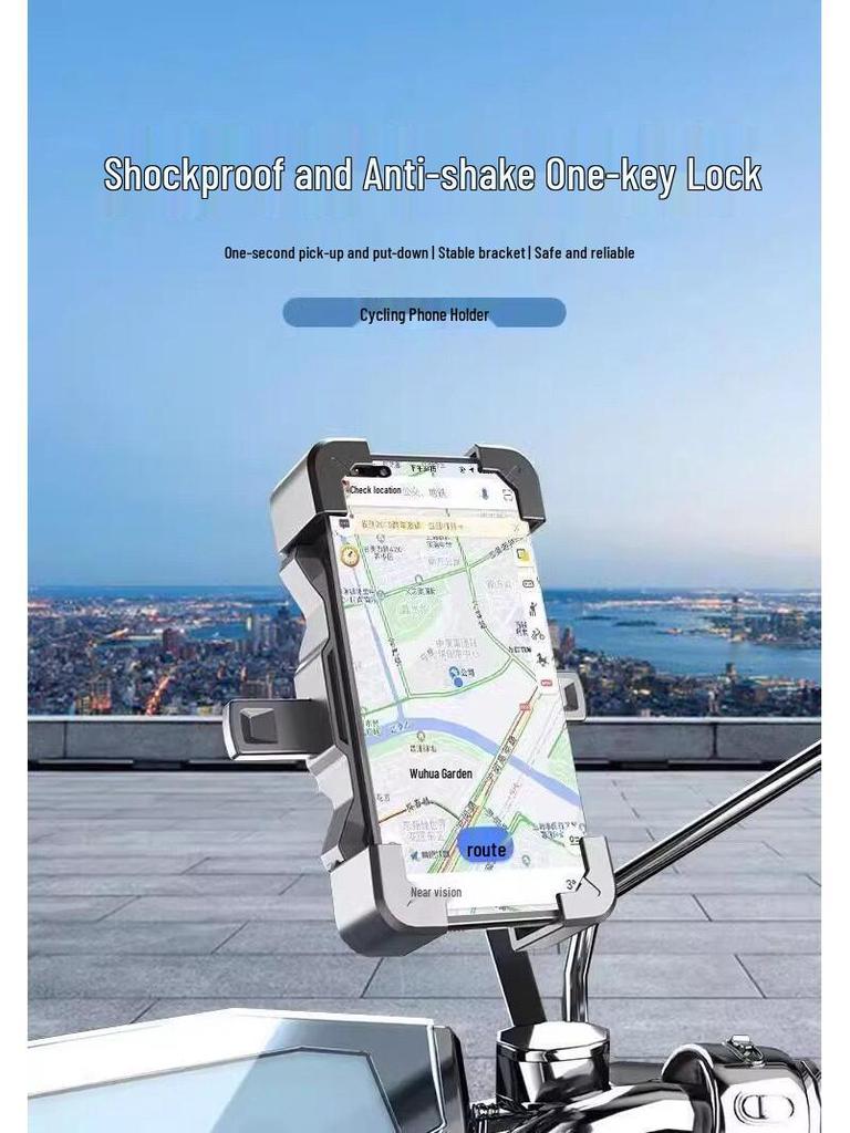 Shockproof Bicycle & Motorcycle Rearview Mirror Phone Holder for Navigation