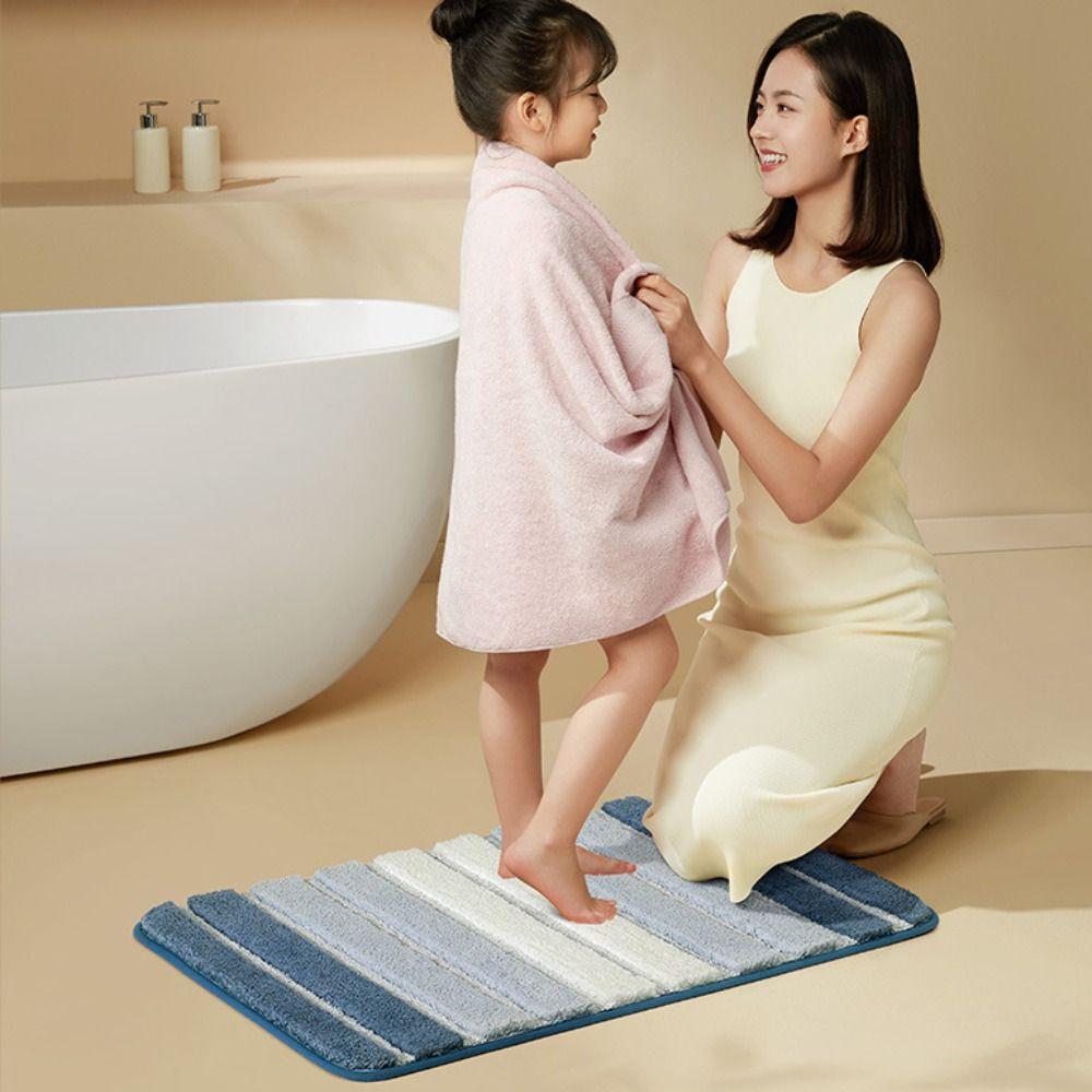 Thickened Stripe Bath Mat Rectangular Floor Mat Carpet Entrance Mat Bath Room