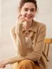 Women's Cashmere Polo Collar Knit Cardigan Sweater - Long Sleeve Lapel Knit Top