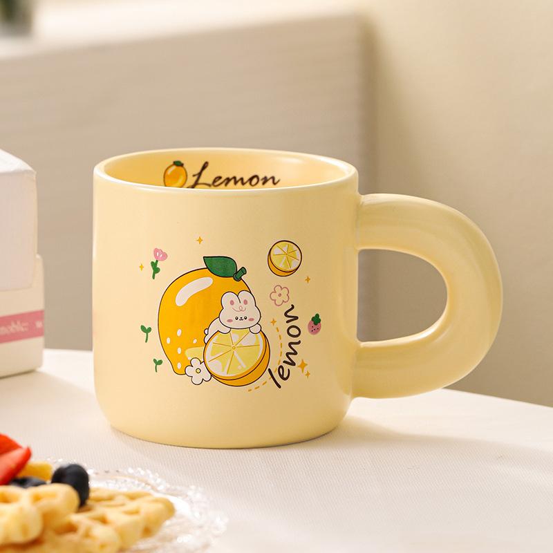 

Керамическая кружка для фруктов высокой ценности, домашняя офисная чашка для воды, милая чашка для кофе для девочки, кружка для молока, подарок 400ML