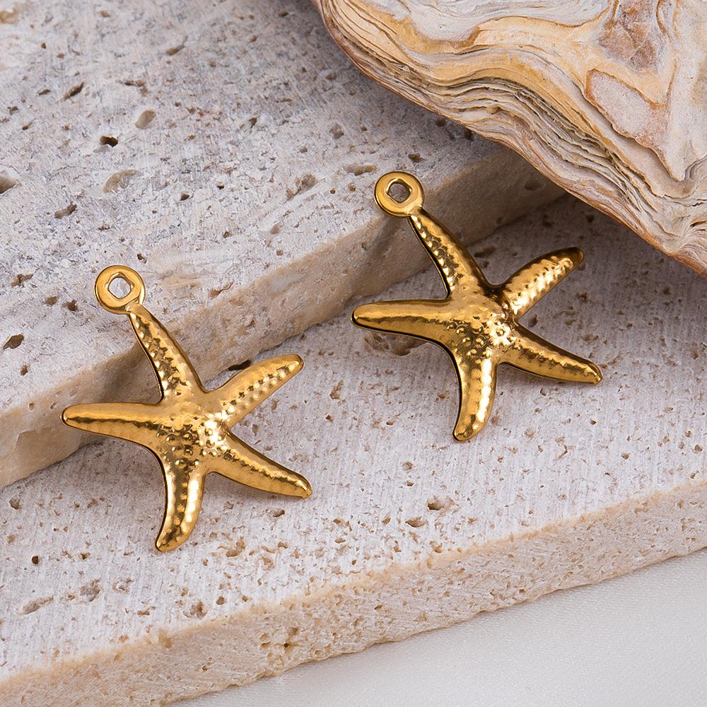 5 Stück Modische Edelstahl Emaille Goldene Seestern Anhänger Anhänger DIY Halskette Armband Charm für Schmuckzubehör Komponenten