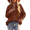 Women's  And Winter Loose Corduroy Lapel Double Pockets Long-Sleeved Shirt Jacket