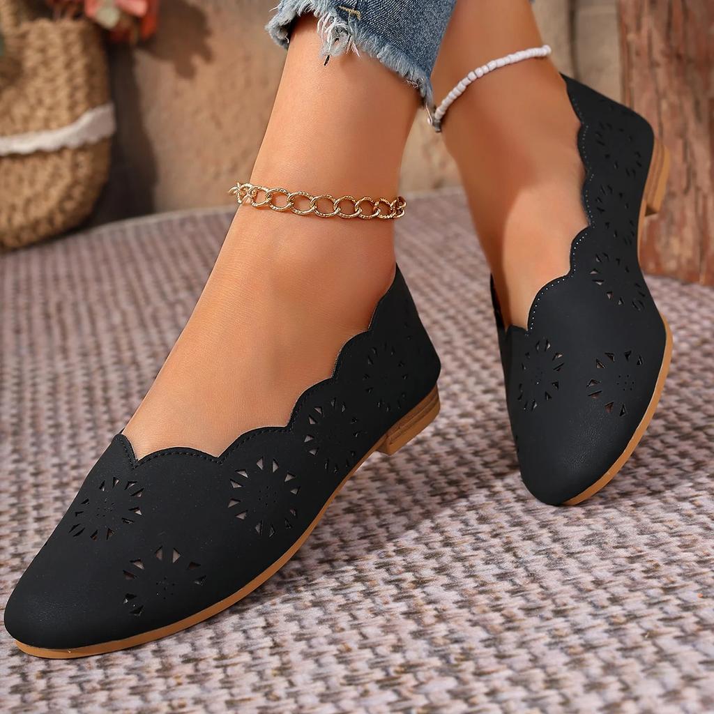 Comfortable Leather Woman Pointed Toe Flats Summer Lady Hollow Out Loafers Women Shoes 2025 Women Flat Loafers Shoes