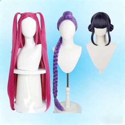 Peruca Cosplay Anime Feminina e Unissex - Rabo de Cavalo Longo Solto Cacheado Trançado com Cabelo Sintético Pré-Estilizado para Fantasias K-Pop, Convenções de Mangá