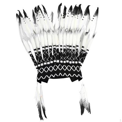 American Chief Indian Native Hat,Feather Headdress Headband for Dance Show Party