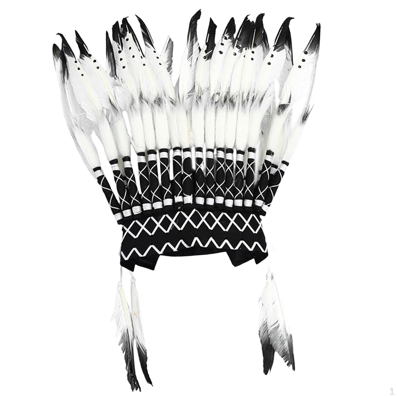 American Chief Indian Native Hat,Feather Headdress Headband for Dance Show Party