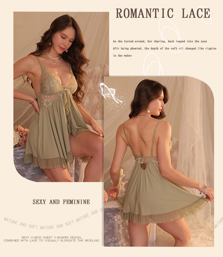 Elegantes Damen Sommer-Camisole-Kleid & Nachthemd-Set mit Spitzenbesatz und Brustpolstern