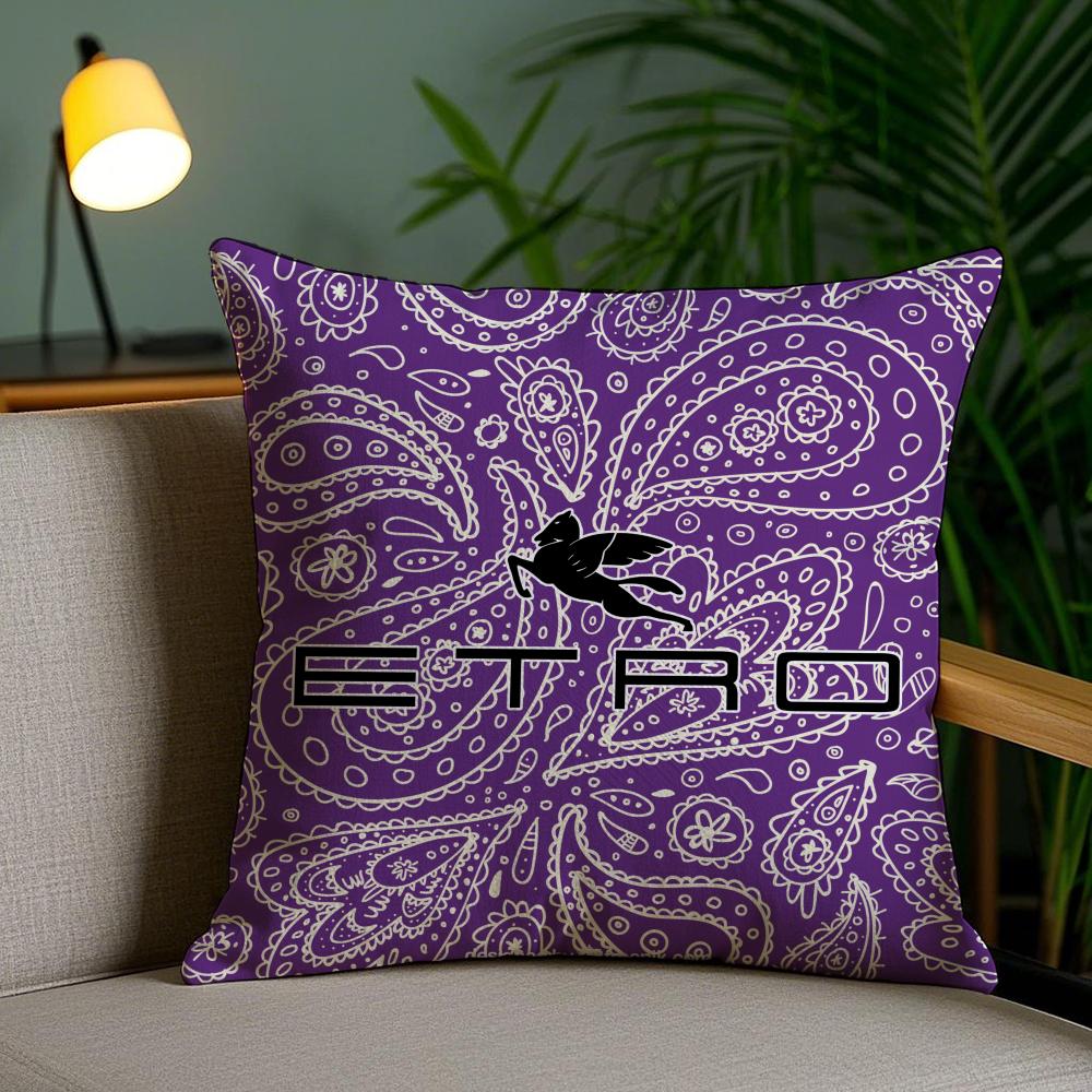 Classic Design E-Etro Cushion Cover Soft Short Plush Double-Sided Printing Home Decor Machine Washable Pillow Case Gift