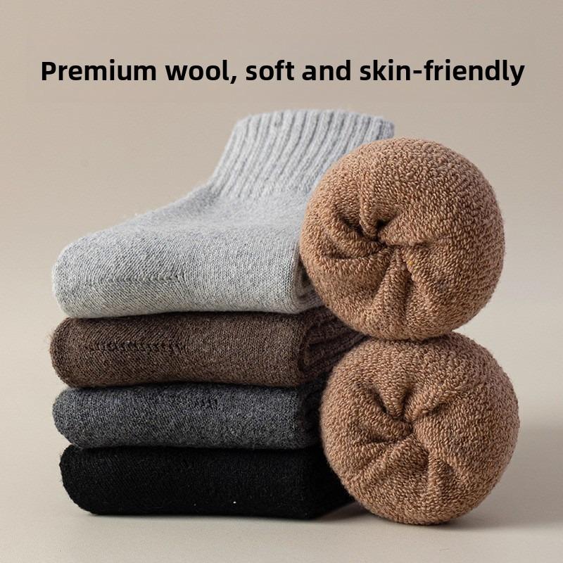Men's Wool Socks, Antibacterial and Deodorizing Thick Mid-calf Socks, Heat-retaining and Non-bulky Cashmere Socks, Winter Socks