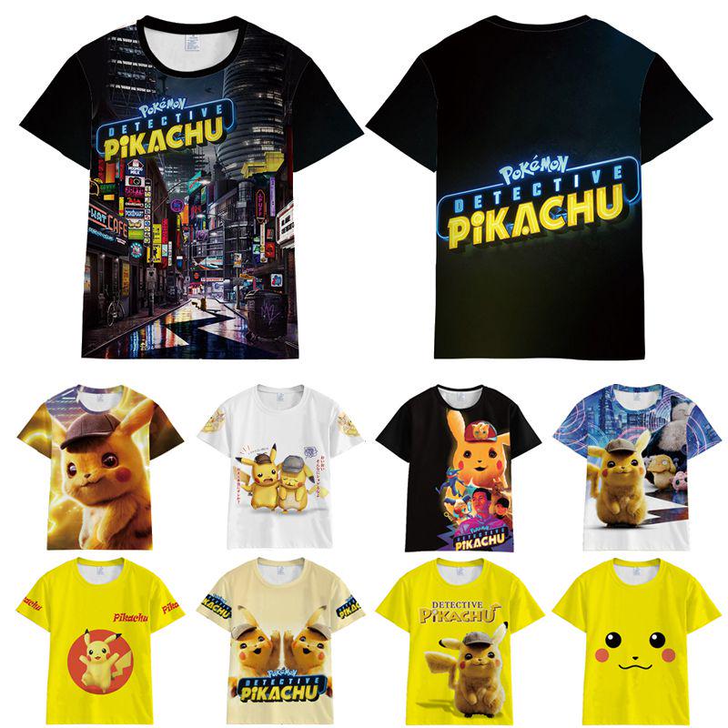 Tshirt Detective Pikachu 3d Print Short Sleeve Cosplay Costume Tops Tee