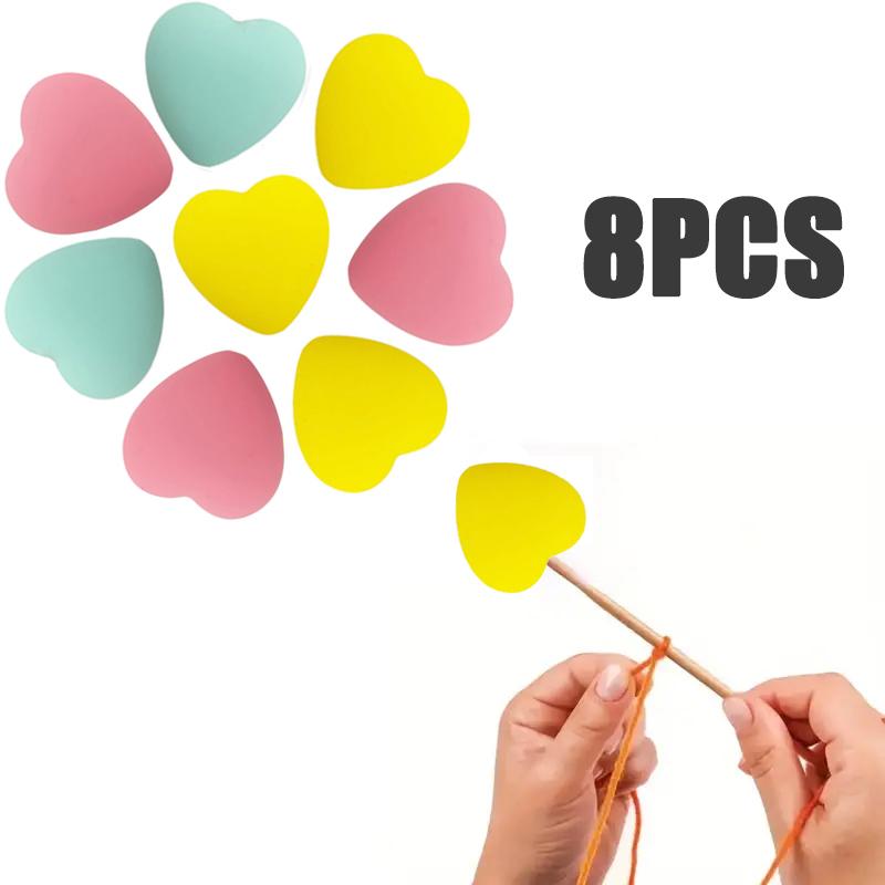 8/10/12PCS Multicolor Heart Stitch Needle Tips Stoppers Silicone Knitting Needle End Caps Cute Knitting Needle Point Protectors