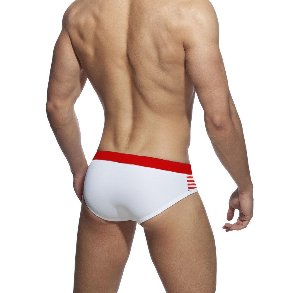 UXH Men's Colorblock Triangle Swim Briefs: Multi-Color, Flag-Inspired Design, Fitted and Sexy Shorts
